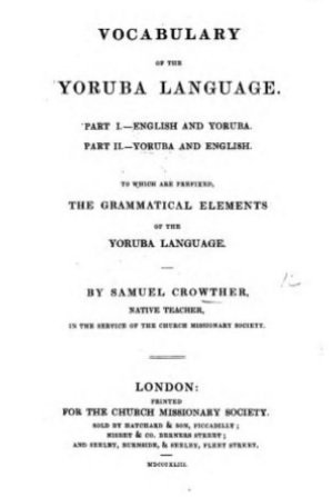Title page of a book on the Yoruba Language by Samuel Ajayi Crowther.